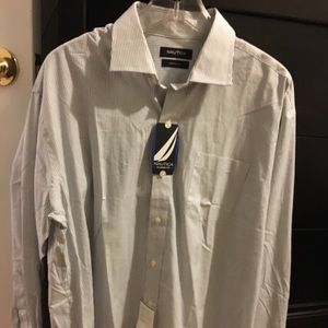 Nautical blue black dress shirt
